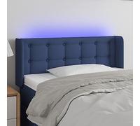 ZQQLVOO Cabecero con LED de Tela Azul Classic LED Bed Frame Headboard with Adjustable Height, Modern Design for Bedroom, USB Powered Backrest with Colorful Lighting and
