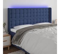 ZQQLVOO Cabecero con LED de Tela Azul Classic LED Bed Frame Headboard with Adjustable Height, Modern Design for Bedroom, USB Powered Backrest with Colorful Lighting and