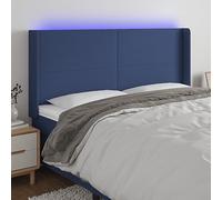 ZQQLVOO Cabecero con LED de Tela Azul Modern LED Headboard with Adjustable Height, USB Powered Backlit Bed Frame for Bedroom Comfort and Support 163x16x118/128 cm