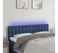 ZQQLVOO Cabecero con LED de Tela Azul Modern LED Headboard with Adjustable Height, USB Powered Backlit Bed Frame for Bedroom Comfort and Support 144x5x78/88 cm