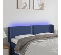 ZQQLVOO Cabecero con LED de Tela Azul Modern LED Headboard with Adjustable Height, USB Powered Bed Frame Backrest for Bedroom Comfort and Reading Support 147x16x78/88 c