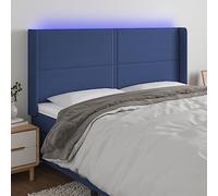 ZQQLVOO Cabecero con LED de Tela Azul Modern LED Headboard with Adjustable Height, USB Powered Bed Frame Backrest for Bedroom Comfort and Reading Support 183x16x118/128