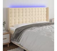 ZQQLVOO Cabecero con LED de Tela Color Crema Classic LED Bed Frame Headboard with Adjustable Height, Modern Design for Bedroom, USB Powered Backrest with Colorful Light