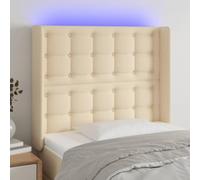 ZQQLVOO Cabecero con LED de Tela Color Crema Classic LED Bed Frame Headboard with Adjustable Height, Modern Design for Bedroom, USB Powered Backrest with Colorful Light