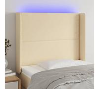 ZQQLVOO Cabecero con LED de Tela Color Crema Modern LED Headboard with Adjustable Height, USB Powered Bed Frame Backrest for Bedroom Comfort and Reading Support 103x16x
