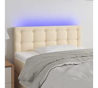 ZQQLVOO Cabecero con LED de Tela Color Crema Modern LED Headboard with Adjustable Height, USB Powered Backlit Bed Frame for Bedroom Comfort and Support 90x5x78/88 cm