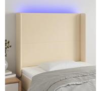 ZQQLVOO Cabecero con LED de Tela Color Crema Modern LED Headboard with Adjustable Height, USB Powered Backlit Bed Frame for Bedroom Comfort and Support 103x16x118/128 c
