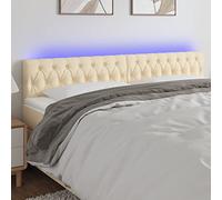 ZQQLVOO Cabecero con LED de Tela Color Crema Modern LED Upholstered Bed Frame Headboard with Adjustable Height and RGB Lighting, USB Powered for Bedroom Comfort and Bac