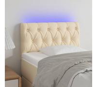 ZQQLVOO Cabecero con LED de Tela Color Crema Modern LED Upholstered Bed Frame Headboard with Adjustable Height and RGB Lighting, USB Powered for Bedroom Comfort and Bac