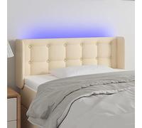 ZQQLVOO Cabecero con LED de Tela Crema Classic LED Bed Frame Headboard with Adjustable Height, Modern Design for Bedroom, USB Powered Backrest with Colorful Lighting an