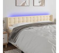 ZQQLVOO Cabecero con LED de Tela Crema Classic LED Bed Frame Headboard with Adjustable Height, Modern Design for Bedroom, USB Powered Backrest with Colorful Lighting an
