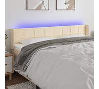 ZQQLVOO Cabecero con LED de Tela Crema Modern LED Headboard with Adjustable Height, USB Powered Backlit Bed Frame for Bedroom Comfort and Reading Support 203x16x78/88 c