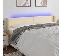 ZQQLVOO Cabecero con LED de Tela Crema Modern LED Headboard with Adjustable Height, USB Powered Backlit Bed Frame for Bedroom Comfort and Support 163x16x78/88 cm