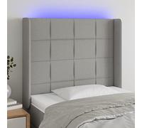ZQQLVOO Cabecero con LED de Tela Gris Claro Modern LED Headboard with Adjustable Height, USB Powered Backlit Bed Frame for Bedroom Comfort and Reading Support 93x16x118