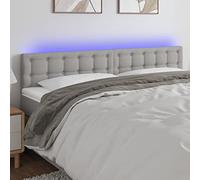 ZQQLVOO Cabecero con LED de Tela Gris Claro Modern LED Headboard with Adjustable Height, USB Powered Backlit Bed Frame for Bedroom Comfort and Support 180x5x78/88 cm