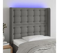 ZQQLVOO Cabecero con LED de Tela Gris Oscuro Classic LED Bed Frame Headboard with Adjustable Height, Modern Design for Bedroom, USB Powered Backrest with Colorful Light