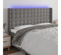 ZQQLVOO Cabecero con LED de Tela Gris Oscuro Classic LED Bed Frame Headboard with Adjustable Height, Modern Design for Bedroom, USB Powered Backrest with Colorful Light