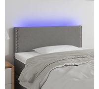 ZQQLVOO Cabecero con LED de Tela Gris Oscuro Classic LED Bed Frame Headboard with Modern Design, Adjustable Height, and USB Powered Color Changing Lights for Bedroom 90