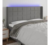 ZQQLVOO Cabecero con LED de Tela Gris Oscuro Modern LED Headboard with Adjustable Height, USB Powered Backlit Bed Frame for Bedroom Comfort and Reading Support 203x16x1