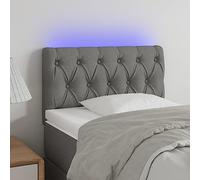 ZQQLVOO Cabecero con LED de Tela Gris Oscuro Modern LED Upholstered Bed Frame Headboard with Adjustable Height and RGB Lighting, USB Powered for Bedroom Comfort and Bac