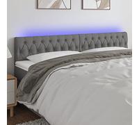 ZQQLVOO Cabecero con LED de Tela Gris Oscuro Modern LED Upholstered Bed Frame Headboard with Adjustable Height and RGB Lighting, USB Powered for Bedroom Comfort and Bac