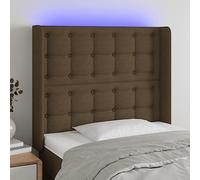 ZQQLVOO Cabecero con LED de Tela marrón Oscuro Classic LED Bed Frame Headboard with Adjustable Height, Modern Design for Bedroom, USB Powered Backrest with Colorful Lig