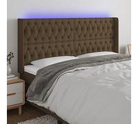 ZQQLVOO Cabecero con LED de Tela marrón Oscuro Modern LED Headboard with Adjustable Height and Colorful Backlighting for Bedroom, Breathable Fabric Upholstery, USB Powe