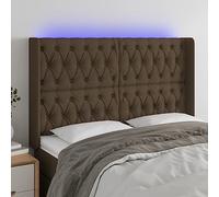 ZQQLVOO Cabecero con LED de Tela marrón Oscuro Modern LED Headboard with Adjustable Height and Colorful Backlighting for Bedroom, Breathable Fabric Upholstery, USB Powe