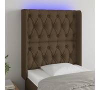 ZQQLVOO Cabecero con LED de Tela marrón Oscuro Modern LED Headboard with Adjustable Height and Colorful Backlighting for Bedroom, Breathable Fabric Upholstery, USB Powe