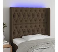 ZQQLVOO Cabecero con LED de Tela marrón Oscuro Modern LED Headboard with Adjustable Height and Colorful Backlighting for Bedroom, Breathable Fabric Upholstery, USB Powe