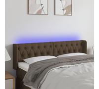 ZQQLVOO Cabecero con LED de Tela marrón Oscuro Modern LED Headboard with Adjustable Height and Colorful Backlighting for Bedroom, Breathable Fabric Upholstery, USB Powe