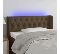 ZQQLVOO Cabecero con LED de Tela marrón Oscuro Modern LED Headboard with Adjustable Height and Colorful Backlighting for Bedroom, Breathable Fabric Upholstery, USB Powe