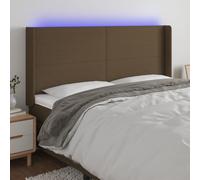 ZQQLVOO Cabecero con LED de Tela marrón Oscuro Modern LED Headboard with Adjustable Height, USB Powered Backlit Bed Frame for Bedroom Comfort and Support 183x16x118/128