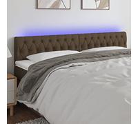 ZQQLVOO Cabecero con LED de Tela marrón Oscuro Modern LED Upholstered Bed Frame Headboard with Adjustable Height and RGB Lighting, USB Powered for Bedroom Comfort and B