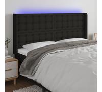 ZQQLVOO Cabecero con LED de Tela Negro Classic LED Bed Frame Headboard with Adjustable Height, Modern Design for Bedroom, USB Powered Backrest with Colorful Lighting an