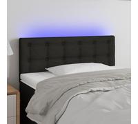 ZQQLVOO Cabecero con LED de Tela Negro Modern LED Headboard with Adjustable Height, USB Powered Backlit Bed Frame for Bedroom Comfort and Support 90x5x78/88 cm