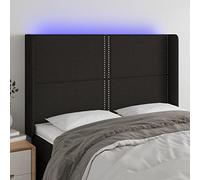 ZQQLVOO Cabecero con LED de Tela Negro Modern LED Headboard with Adjustable Height, USB Powered Bed Frame Backrest for Bedroom Comfort and Reading Support 147x16x118/12