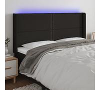 ZQQLVOO Cabecero con LED de Tela Negro Modern LED Headboard with Adjustable Height, USB Powered Bed Frame Backrest for Bedroom Comfort and Reading Support 203x16x118/12
