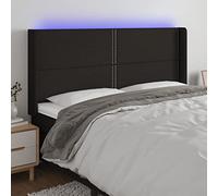 ZQQLVOO Cabecero con LED de Tela Negro Modern LED Headboard with Adjustable Height, USB Powered Bed Frame Backrest for Bedroom Comfort and Reading Support 163x16x118/12