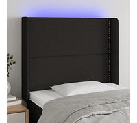 ZQQLVOO Cabecero con LED de Tela Negro Modern LED Headboard with Adjustable Height, USB Powered Bed Frame Backrest for Bedroom Comfort and Reading Support 103x16x118/12