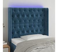 ZQQLVOO Cabecero con LED de Terciopelo Azul Oscuro Classic LED Bed Frame Headboard with Adjustable Height, Soft Velvet Upholstery, USB Powered Backrest for Modern Bedro