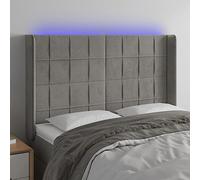 ZQQLVOO Cabecero con LED de Terciopelo Gris Claro Classic LED Bed Frame Headboard with Adjustable Height, Soft Velvet Upholstery, and RGB Color Lighting for Modern Bedr