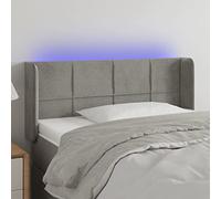 ZQQLVOO Cabecero con LED de Terciopelo Gris Claro Classic LED Bed Frame Headboard with Adjustable Height, Soft Velvet Upholstery, and RGB Color Lighting for Modern Bedr