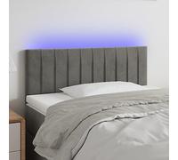 ZQQLVOO Cabecero con LED de Terciopelo Gris Claro Velvet LED Headboard with Adjustable Height and Color-Changing Lights for Modern Bedroom Support 90x5x78/88 cm