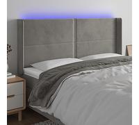 ZQQLVOO Cabecero con LED de Terciopelo Gris Claro Velvet LED Headboard with Adjustable Height, Modern Bed Frame Backrest with Colorful Lighting and USB Connector for Be