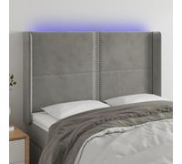ZQQLVOO Cabecero con LED de Terciopelo Gris Claro Velvet LED Headboard with Adjustable Height, Modern Bed Frame Backrest with Colorful Lighting and USB Connector for Be