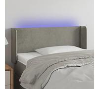 ZQQLVOO Cabecero con LED de Terciopelo Gris Claro Velvet LED Headboard with Adjustable Height, Modern Bed Frame Backrest with Colorful Lighting and USB Connector for Be