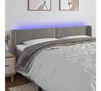 ZQQLVOO Cabecero con LED de Terciopelo Gris Claro Velvet LED Headboard with Adjustable Height, Modern Bed Frame Backrest with Colorful Lighting and USB Connector for Be