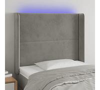 ZQQLVOO Cabecero con LED de Terciopelo Gris Claro Velvet LED Headboard with Adjustable Height, Modern Bed Frame Backrest with Colorful Lighting and USB Connector for Be