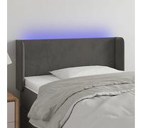 ZQQLVOO Cabecero con LED de Terciopelo Gris Oscuro Classic LED Bed Frame Headboard with Adjustable Height, Soft Velvet Upholstery, USB Powered Backrest for Modern Bedro